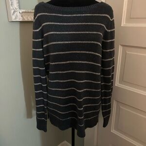 Loft gray metallic striped sweater sister size medium-NWT